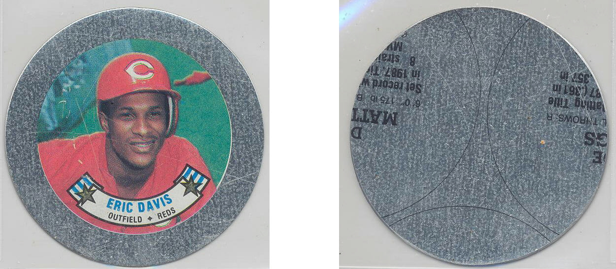 1988 Topps Baseball Coins Metal Proof Discs 039 Eric Davis